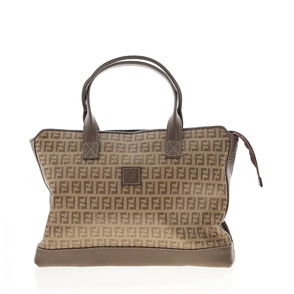 Vintage Fendi Tan and Brown Logo Tote EXTERIOR EUC
